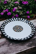 50 No Emaye Sini Sofra, Yemek Sunum Tepsi, Yer Sofrası Çinko ~48 Cm