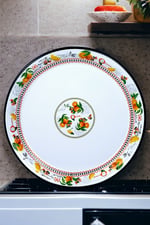 50 No Emaye Sini Sofra, Yemek Sunum Tepsi, Yer Sofrası Çinko ~48 Cm