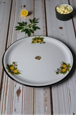 50 No Emaye Sini Sofra, Yemek Sunum Tepsi, Yer Sofrası Çinko ~48 Cm
