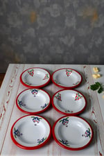 6 Parça 14Cm Emaye Tabak Set ,Kahvaltı Tabağı,Reçellik, Zeytin, Peynir Tabağı, Çeyiz