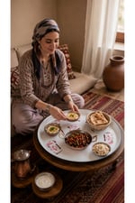 60 No Emaye Sini Sofra, Yemek Sunum Tepsi, Yer Sofrası Çinko ~58 Cm