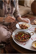 60 No Emaye Sini Sofra, Yemek Sunum Tepsi, Yer Sofrası Çinko ~58 Cm