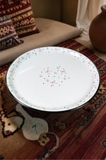 60 No Emaye Sini Sofra, Yemek Sunum Tepsi, Yer Sofrası Çinko ~58 Cm