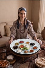 60 No Emaye Sini Sofra, Yemek Sunum Tepsi, Yer Sofrası Çinko ~58 Cm