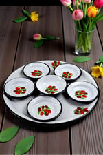 7 Parça Batdal Boy Emaye Kahvaltı Seti, Sunum, Kahvaltı Tabağı, Reçellik, Çeyiz