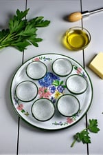 7 Parça Büyükboy kapaklı Emaye Kahvaltı Seti, Sunum, Kahvaltı Tabağı, Reçellik, Çeyiz