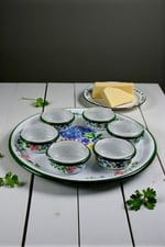 7 Parça Büyükboy kapaklı Emaye Kahvaltı Seti, Sunum, Kahvaltı Tabağı, Reçellik, Çeyiz
