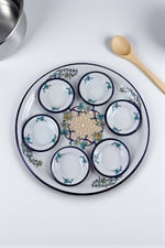 7 Parça Büyükboy menekşe Desenli Emaye Kahvaltı Seti, Sunum, Kahvaltı Tabağı, Reçellik, Çeyiz