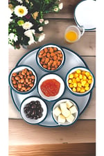 7 Parça Küçükboy Emaye Kahvaltı Seti, Sunum, Kahvaltı Tabağı, Reçellik, Zeytin, Peynir Tabağı, Çeyiz