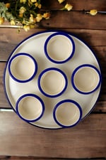7 Parça Orta Boy Krem Emaye Kahvaltı Seti, Sunum, Kahvaltı Tabağı, Reçellik, Zeytin, Peynir Tabağı,