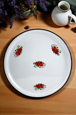 70 No Emaye Sini Sofra, Yemek Sunum Tepsi, Yer Sofrası Çinko ~68 Cm