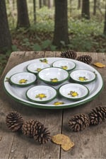 8 Parça Emaye Kahvaltı Seti, Sunum, Kahvaltı Tabağı, Reçellik, Zeytin, Peynir Tabağı, Çeyiz, Hediye