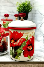 Emaye Kavanoz Kapaklı -1.5litre-baharatlık, Çeyiz, Hediye, Yoğurt Mayalama, Çok Amaçlı Kavanoz