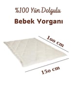 Yün Bebek Yorganı %100 Yün Dolgulu 100x150 cm