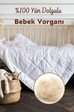 Yün Bebek Yorganı %100 Yün Dolgulu 100x150 cm