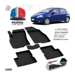Siyah Fiat Grande Punto 4d  2006 ve Üzeri Havuzlu Paspas