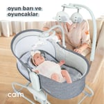 Huggy Calm All in One Çift Yönlü Bluetooth Müzikli Ana Kucağına Dönüşebilen Otomatik Sallanabilir Mini Beşik