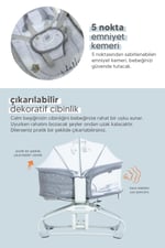 Huggy Calm All in One Çift Yönlü Bluetooth Müzikli Ana Kucağına Dönüşebilen Otomatik Sallanabilir Mini Beşik