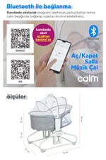 Huggy Calm All in One Çift Yönlü Bluetooth Müzikli Ana Kucağına Dönüşebilen Otomatik Sallanabilir Mini Beşik