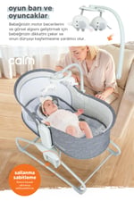 Huggy Calm All in One Çift Yönlü Bluetooth Müzikli Ana Kucağına Dönüşebilen Otomatik Sallanabilir Mini Beşik