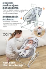 Huggy Calm All in One Çift Yönlü Bluetooth Müzikli Ana Kucağına Dönüşebilen Otomatik Sallanabilir Mini Beşik
