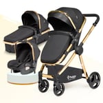 Huggy Mate 4 in 1 Chrome Luxury Krom Extra parlak Travel Bebek Arabası