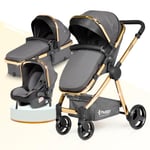 Huggy Mate 4 in 1 Chrome Luxury Krom Extra parlak Travel Bebek Arabası