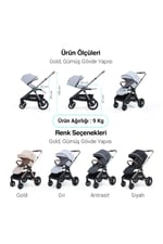 Huggy Mate 5 in 1 Extra Parlak Çift Yönlü Travel Bebek Arabası