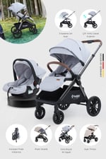 Huggy Mate 5 in 1 Extra Parlak Çift Yönlü Travel Bebek Arabası