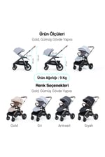 Huggy Mate 5 in 1 Extra Parlak Çift Yönlü Travel Bebek Arabası