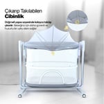 Huggy Moon Otomatik Sallanabilir Kumandalı Oyun Parkına Dönüşebilen Anne Yanı Elektrikli Beşik