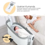 Huggy Moon Otomatik Sallanabilir Kumandalı Oyun Parkına Dönüşebilen Anne Yanı Elektrikli Beşik