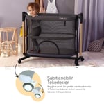 Huggy Moon Otomatik Sallanabilir Kumandalı Oyun Parkına Dönüşebilen Anne Yanı Elektrikli Beşik