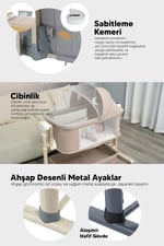 Huggy Swing Me Otomatik Sallanabilir Katlanabilir Alüminyum Anne Yanı Beşik