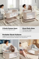 Huggy Swing Me Otomatik Sallanabilir Katlanabilir Alüminyum Anne Yanı Beşik