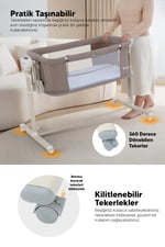 Huggy Swing Me Otomatik Sallanabilir Katlanabilir Alüminyum Anne Yanı Beşik