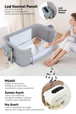 Huggy Swing Me Otomatik Sallanabilir Katlanabilir Alüminyum Anne Yanı Beşik