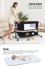 Huggy Swing Me Otomatik Sallanabilir Katlanabilir Alüminyum Anne Yanı Beşik