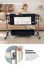 Huggy Swing Me Otomatik Sallanabilir Katlanabilir Alüminyum Anne Yanı Beşik