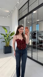 Amelie Dantel Korse Bluz Bordo