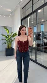 Amelie Dantel Korse Bluz Bordo