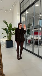 Antik Düğmeli Vatkalı Blazer Kahverengi