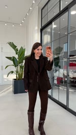 Antik Düğmeli Vatkalı Blazer Kahverengi