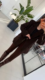Antik Düğmeli Vatkalı Blazer Kahverengi