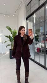 Antik Düğmeli Vatkalı Blazer Mürdüm