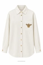 Arı Gold Taşlı Gabardin Gömlek Ekru