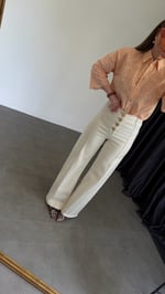 Aura Gold Düğmeli Jean Krem