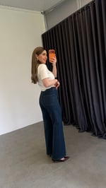 Aura Gold Düğmeli Jean Lacivert
