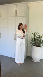 Ayarlanabilir Kilit Kemerli Palazzo Beyaz