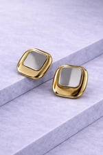 Aynelı Kare Küpe Gold